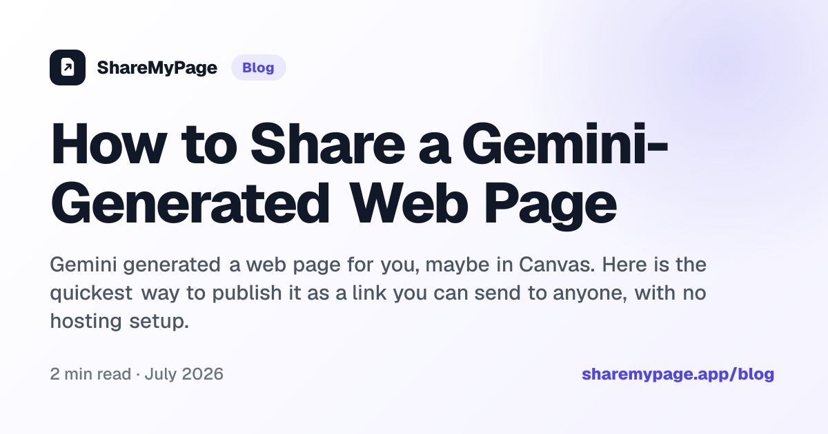 How to Share a Gemini-Generated Web Page