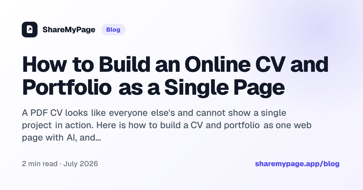 How to Build an Online CV and Portfolio as a Single Page