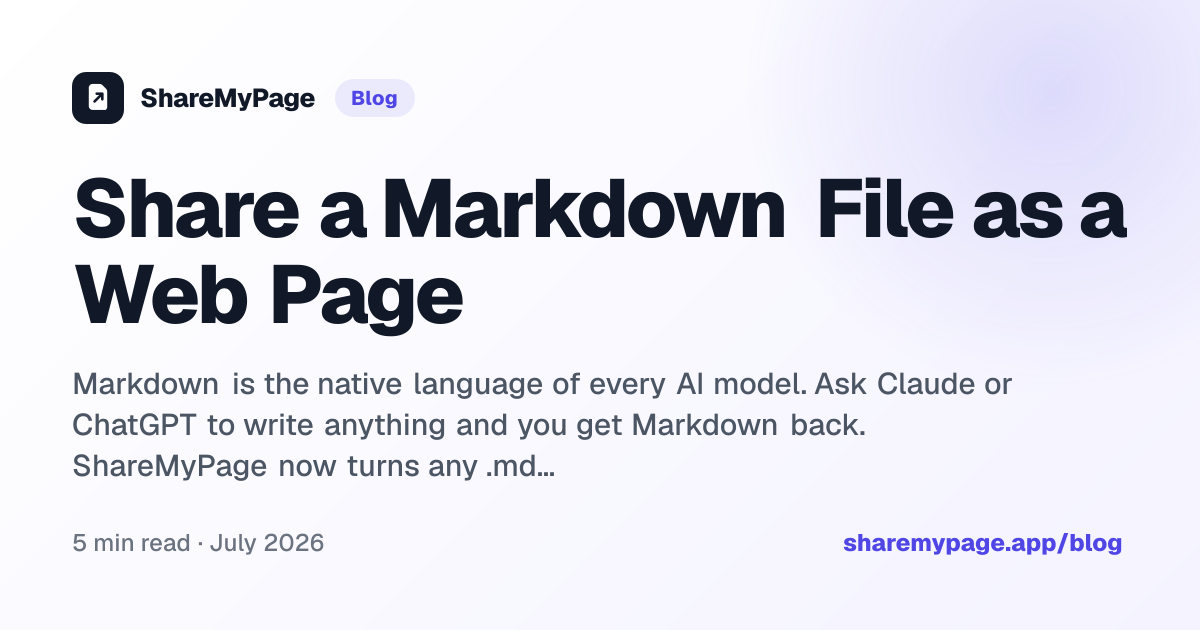 Share a Markdown File as a Web Page