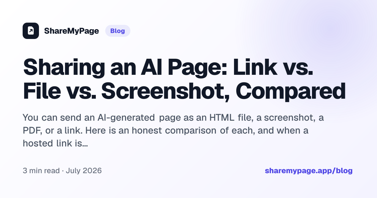 Sharing an AI Page: Link vs. File vs. Screenshot, Compared
