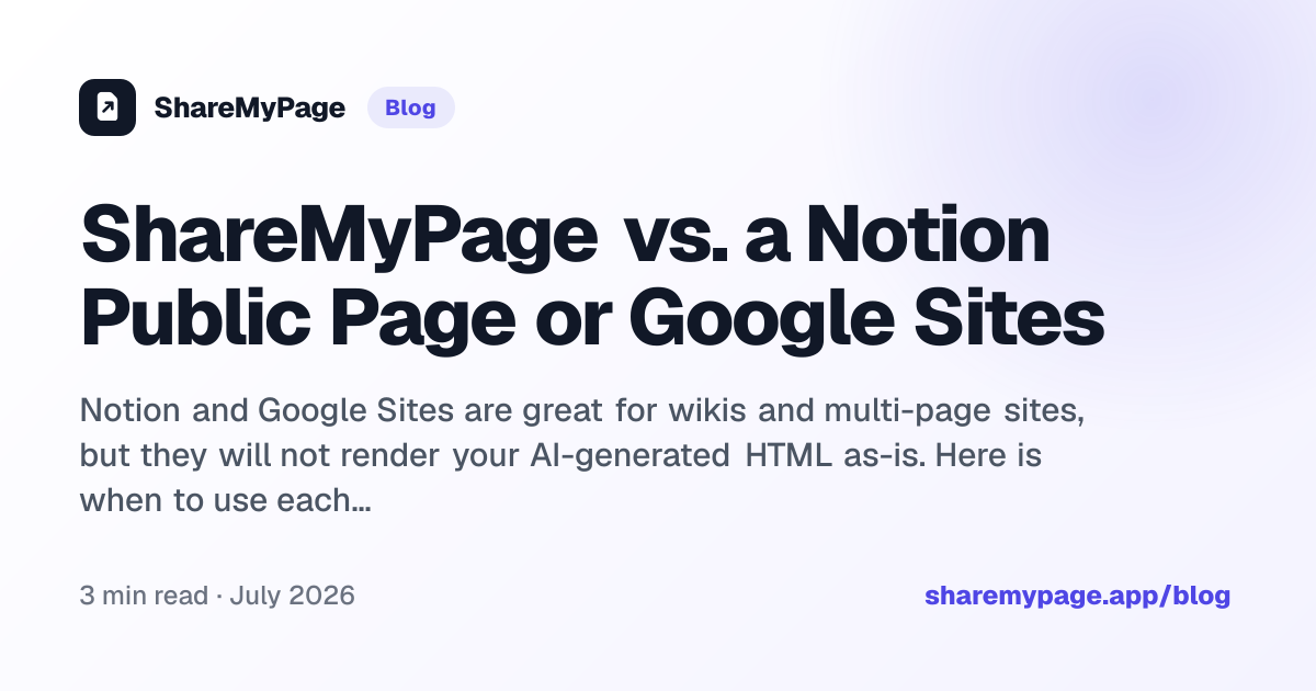 ShareMyPage vs. a Notion Public Page or Google Sites